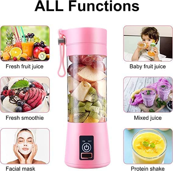 Portable Electric USB Juice Maker Bottle | Blender Grinder Mixer | Rechargeable Bottle with 6 Blades With Magnate