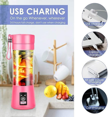 Portable Electric USB Juice Maker Bottle | Blender Grinder Mixer | Rechargeable Bottle with 6 Blades With Magnate