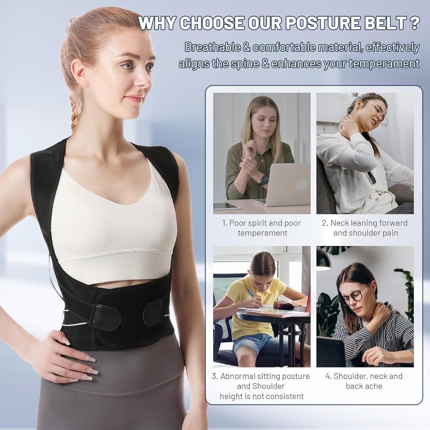 Adjustable Back Posture Corrector/ Slouching Relieve Pain Belt